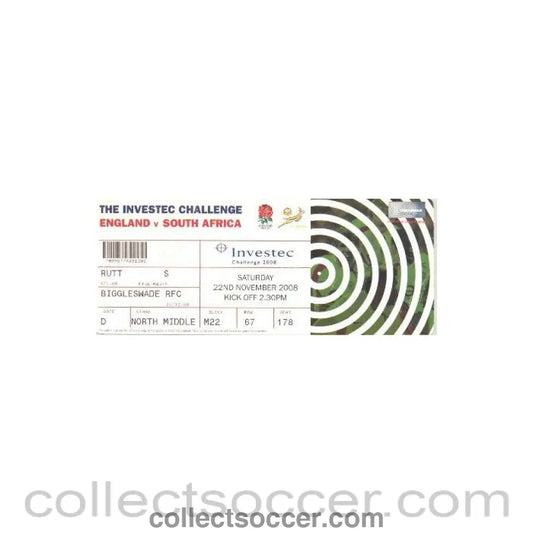 2008 - England v South Africa rugby ticket 22/11/2008
