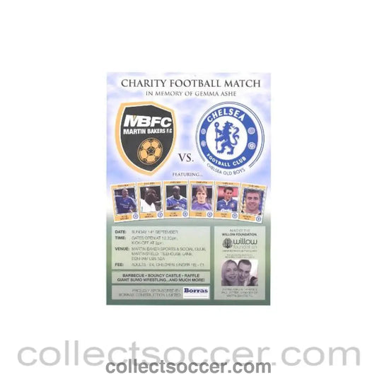 2008 - Martin Backers v Chelsea Old Boys leaflet 14/09/2008 charity match