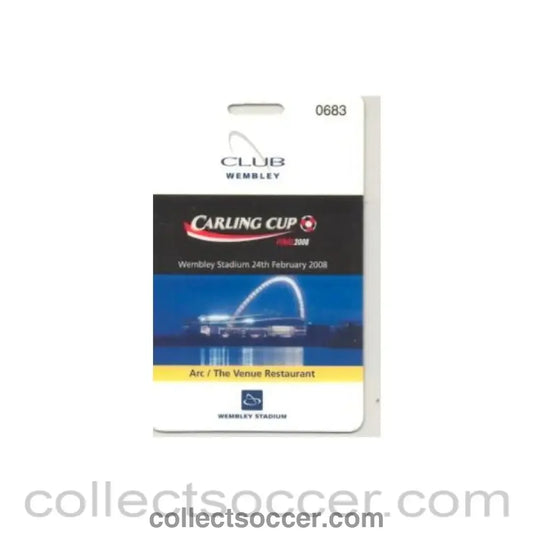 2008 - Wembley Club plastic VIP access card to restaurant of the Carling Cup Final 2008