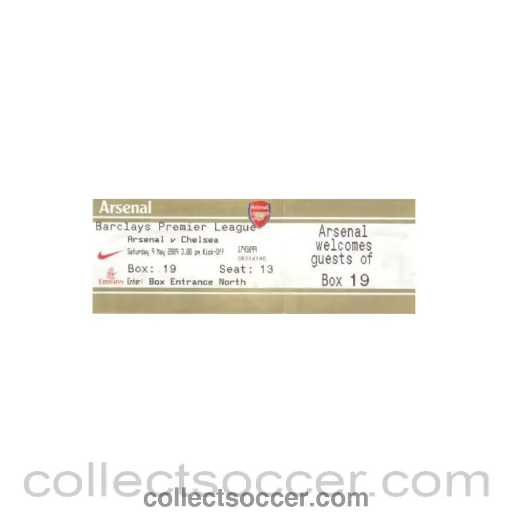 2009 - Arsenal v Chelsea ticket 09/05/2009 - Collect Soccer