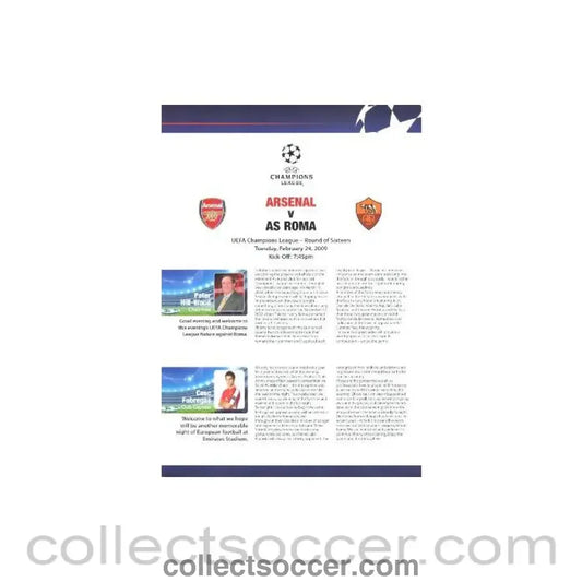 2009 - Arsenal v Roma Press Pack in English 24/02/2009