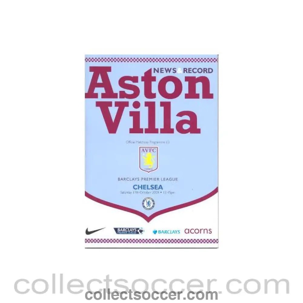 2009 - Aston Villa vChelsea official programme 17/10/2009 - Collect Soccer