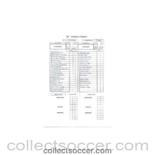2009 - Atlanta v Chelsea Chelsea Youth Team Tournament Italy 2009 Teamsheet 01/05/2009 - Collect Soccer
