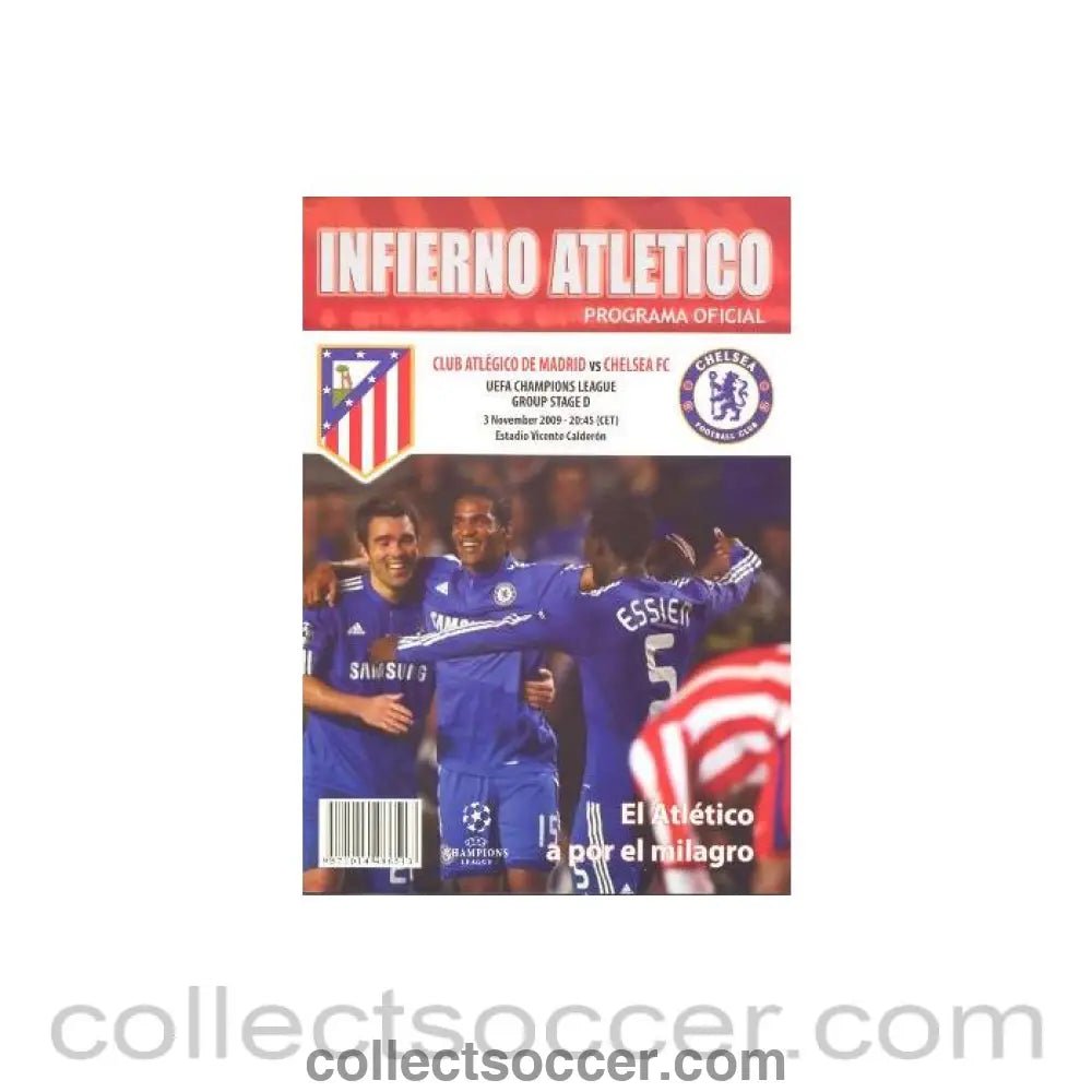 2009 - Atletico Madrid v Chelsea Unofficial programme 03/11/2009 - Collect Soccer