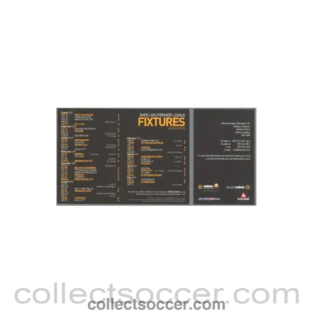 2009 - Barclays Premier League Fixtures for season 2009-2010 - Collect Soccer