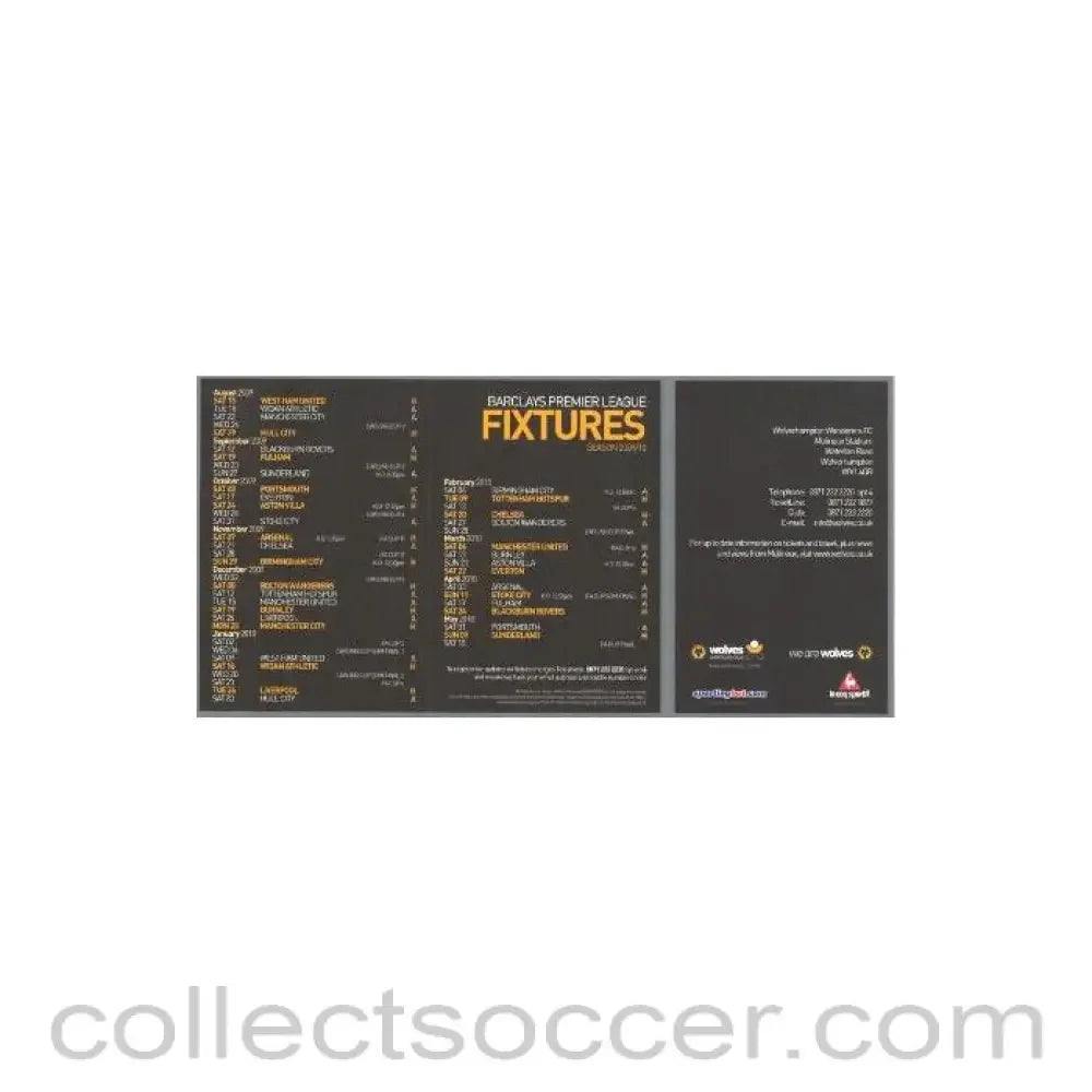 2009 - Barclays Premier League Fixtures for season 2009-2010