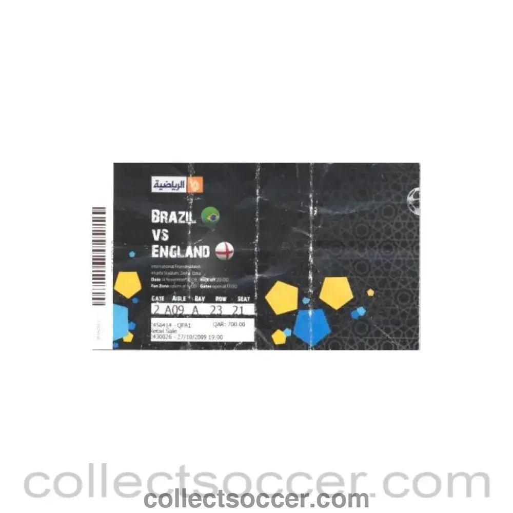 2009 - Brazil v England ticket 14/11/2009 - Collect Soccer