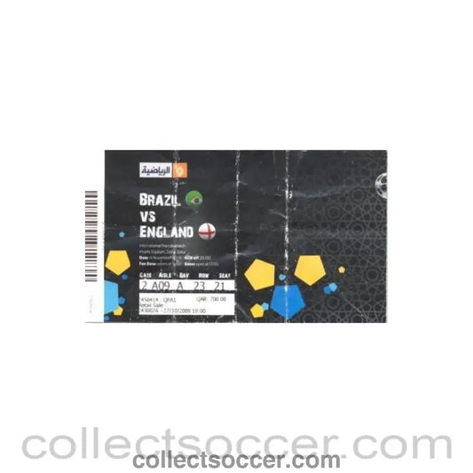 2009 - Brazil v England ticket 14/11/2009 - Collect Soccer