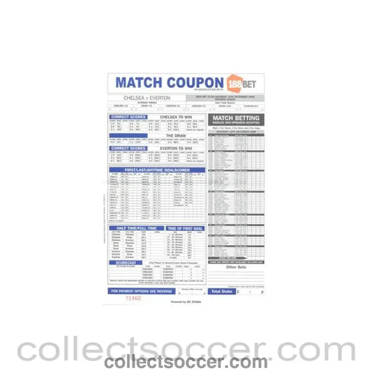 2009 - Chelsea v Everton 12/12/2009 betting slip