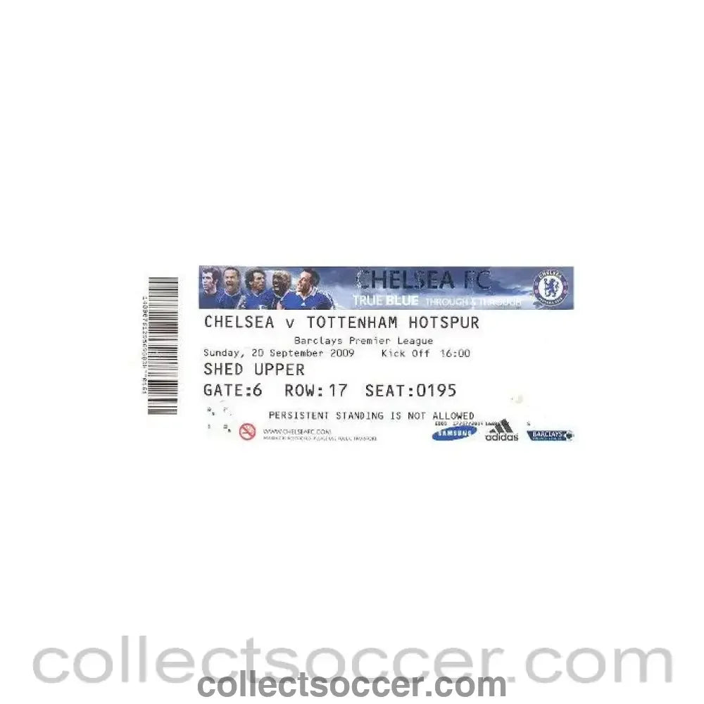2009 - Chelsea v Tottenham Hotspur ticket 20/09/2009