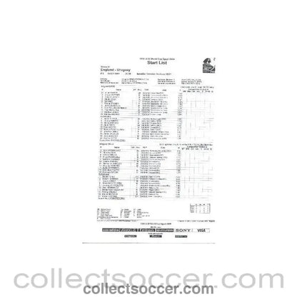 2009 England v Uruguay FIFA U20 World Cup in Egypt 26/09/2009 press start list - Collect Soccer