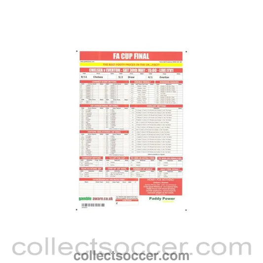 2009 F.A. Cup Final Chelsea v Everton 30/05/2009 Paddy Power betting slip
