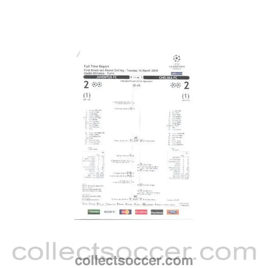 2009 - Juventus v Chelsea Champions League Final in Turin on 10/03/2009 Full Time Report