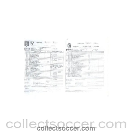 2009 - Juventus v Vicenza Youth Teams Tournament Italy 2009 Teamsheet 01/05/2009