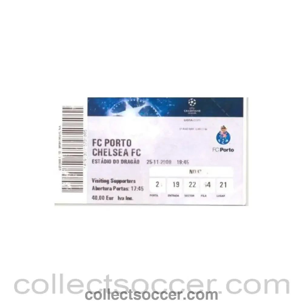 2009 - Porto v Chelsea 25/11/2009 ticket