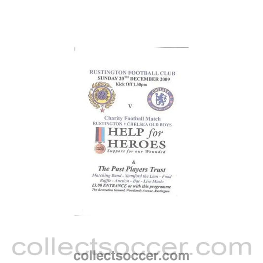 2009 - Rustington v Chelsea Old Boys official programme 20/12/2009 Charity Match