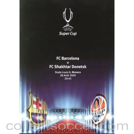 2009 Super Cup Official Programme Barcelona v Shakhtar Donetsk - Collect Soccer