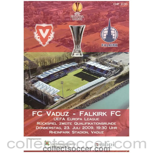 2009 Vaduz v Falkirk Official Programme - Collect Soccer