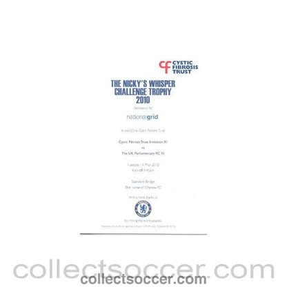 2010 - AtChelsea - Cystic Fibrosis Trust Invitation XI v The UK Parliamentary FC XI official programme 11/05/2010 - Collect Soccer