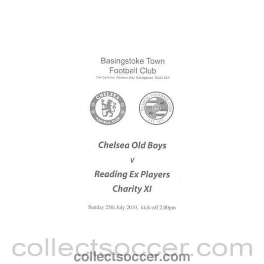 2010 - Chelsea Old Boys v Reading Ex Players Charity XI official programme 25/07/2010 at Basingstoke Town FC