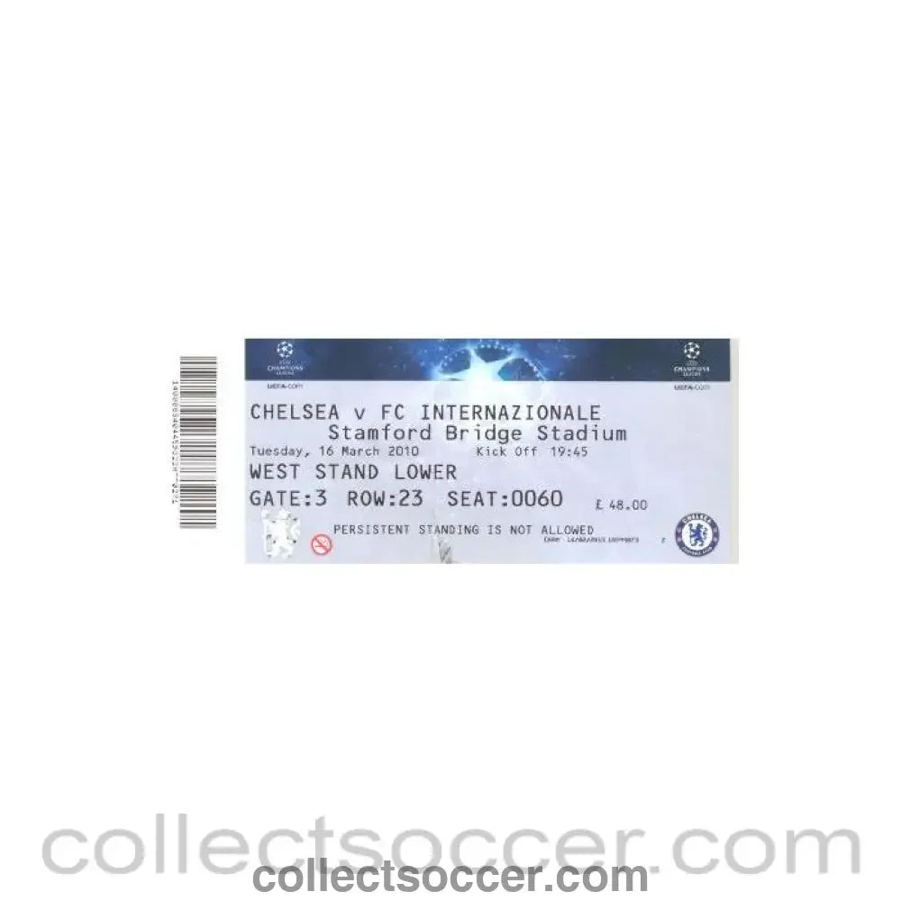 2010 - Chelsea v Inter Milan ticket 16/03/2010