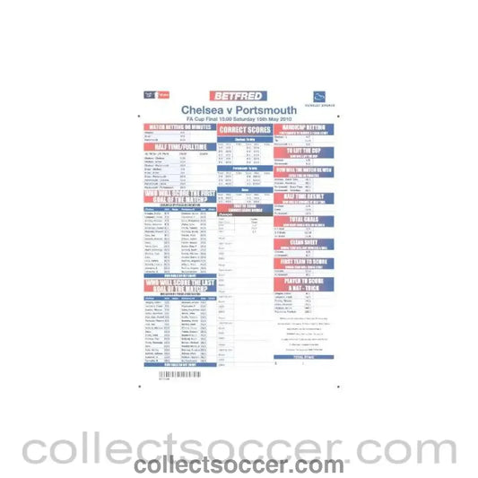 2010 F.A. Cup Final Chelsea v Portsmouth 15/05/2010 Betfred betting slip
