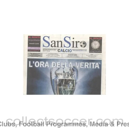 2010 - Inter vChelsea official programme 24/02/2010 San Siro newspaper-like programme