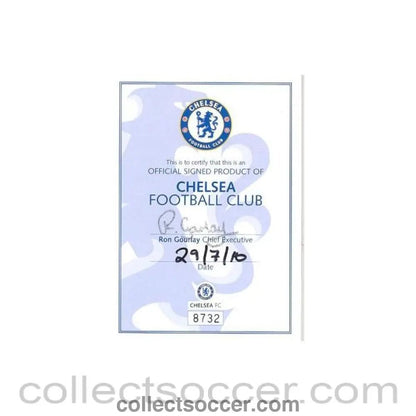 2010 - Officially Signed Product of Chelsea F.C. - original signarure of Ron Gourlay - Chief Executive of Chelsea F.C., dated 29/07/2010 - Collect Soccer