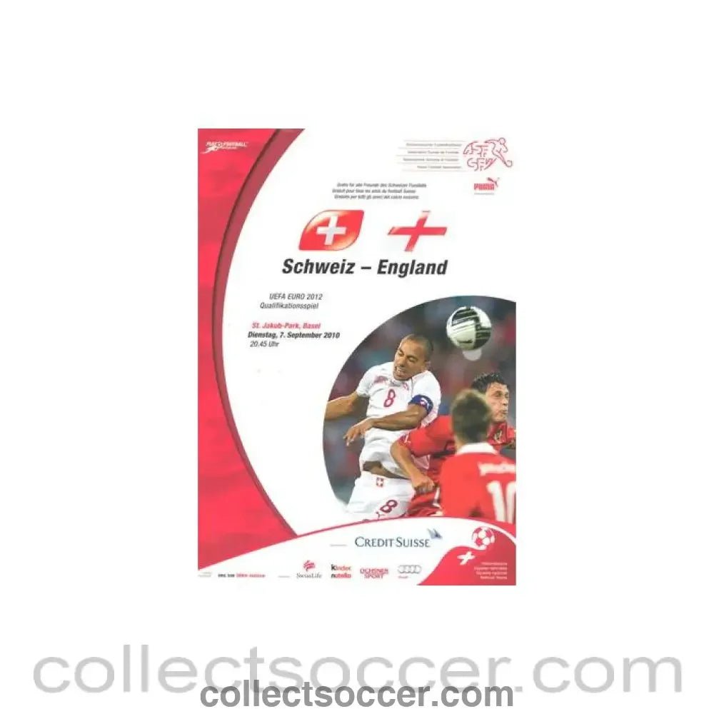 2010 Switzerland v England official programme 07/09/2010 - Collect Soccer