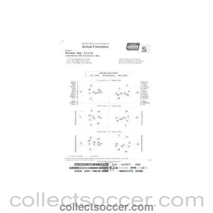 2010 World Cup official black and white Actual Formation Slovakia v Italy 24/06/2010