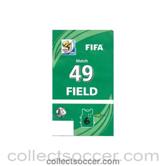 2010 World Cup Photographer Bib Ticket Match 49 Uruguay v South Korea 26/06/2010 - Collect Soccer