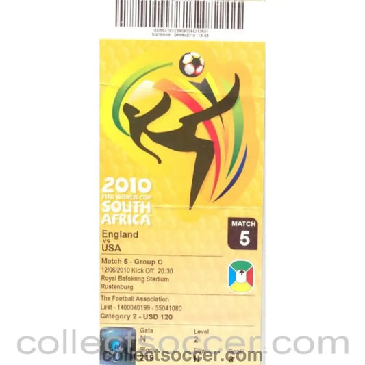2010 World Cup ticket England v USA 12/06/2010 Match No: 5