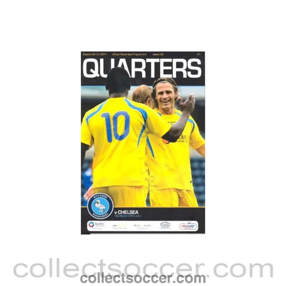2010 - Wycombe Wanderars vChelsea official programme 29/07/2010 - Collect Soccer