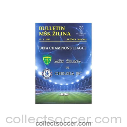 2010 - Zilina vChelsea official programme 15/09/2010 - Collect Soccer