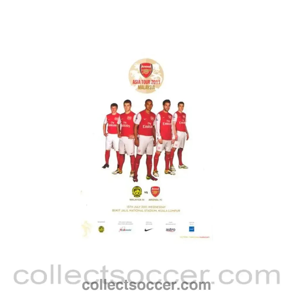2011 - Arsenal Asia Tour 2011official programme Malaysia XI c Arsenal 13/07/2011