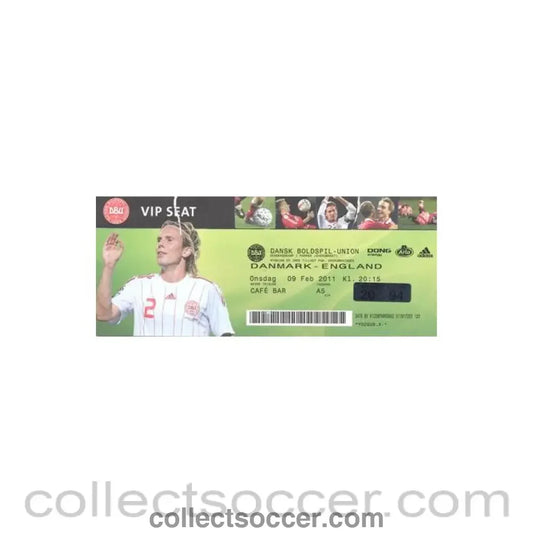 2011 - Denmark v England ticket 09/02/2011