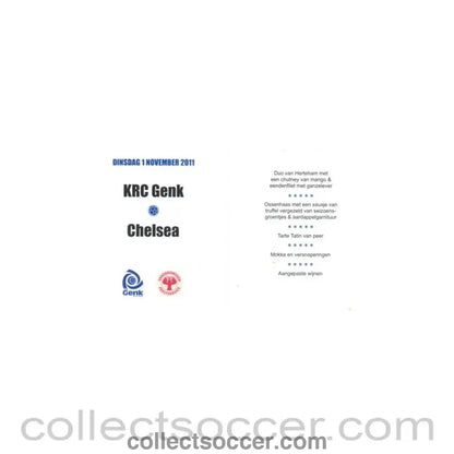 2011 - KRC Genk v Chelsea 01/11/2011 Champions League VIP Menu with an addirional course