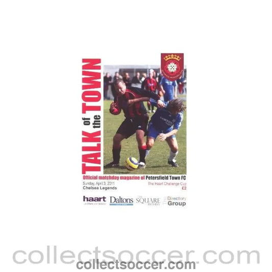 2011 - Petersfield v Chelsea Legends official programme 03/04/2011 Haart Challenge Cup - Collect Soccer