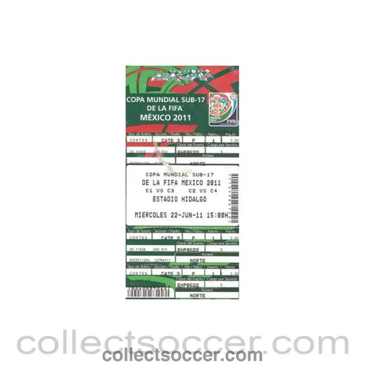 2011 - U - 17 World Cup 2011 in Mexico ticket C1 v C3 and C2 v C4 - Collect Soccer