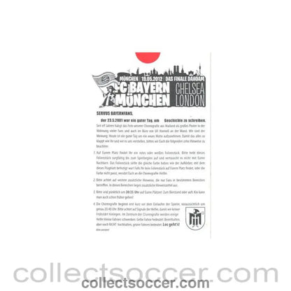 2012 Champions League Final Chelsea v Bayern Munich 19/05/2012 flyer of the Bayern Munich supporters in German - Collect Soccer