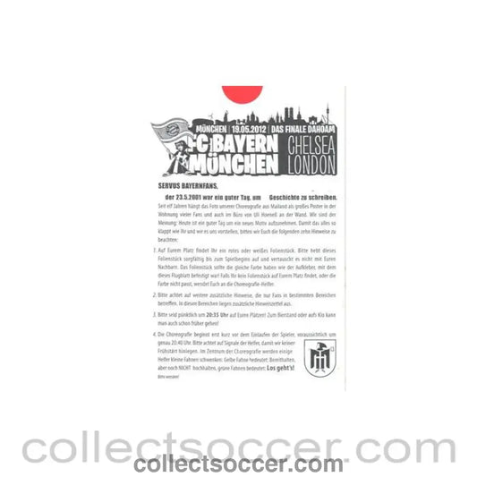 2012 Champions League Final Chelsea v Bayern Munich 19/05/2012 flyer of the Bayern Munich supporters in German - Collect Soccer
