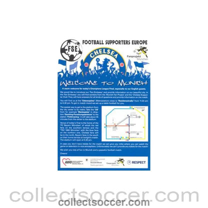 2012 Champions League Final Chelsea v Bayern Munich 19/05/2012 Welcome to Munich,Chelsea! leaflet in English and German