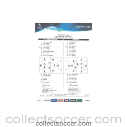2012 Champions League Final Chelsea v Bayern Munich Official Tactical Line-Ups & Full Time Report in English 19/05/2012