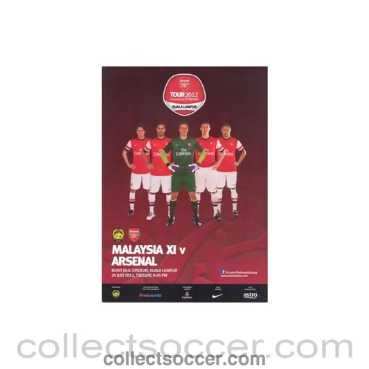 2012 - Malaysia XI v Arsenal 24/07/2012 official VIP only programme