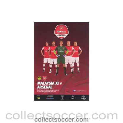 2012 - Malaysia XI v Arsenal 24/07/2012 official VIP only programme - Collect Soccer