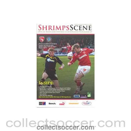 2012 - Morecambe v Macclesfield Town official programme 14/02/2012 Football League - Collect Soccer