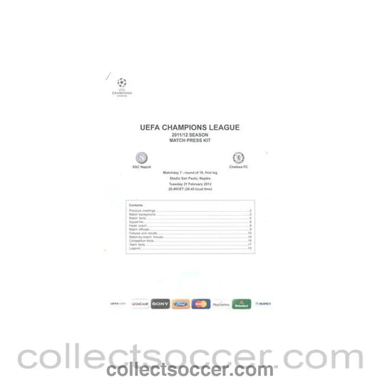 2012 - Napoli v Chelsea Press Kit 21/02/2012 Champions League