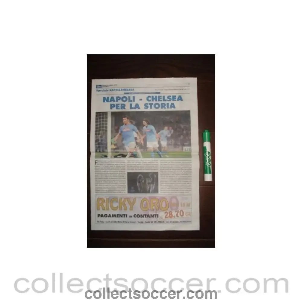 2012 - Napoli v Chelsea programme 21/02/2012 City Italian Newspaper Edition, Champions League - Collect Soccer