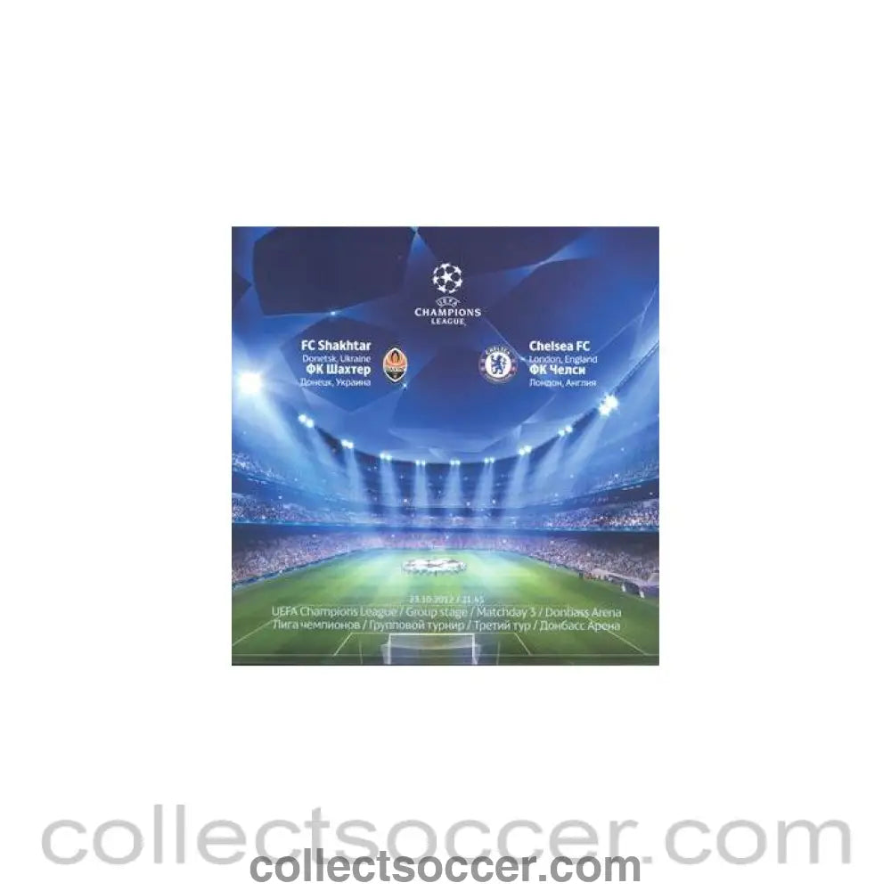 2012 - Shakhtar Donetsk v Chelsea official programme 23/10/2012 Champions League - Collect Soccer