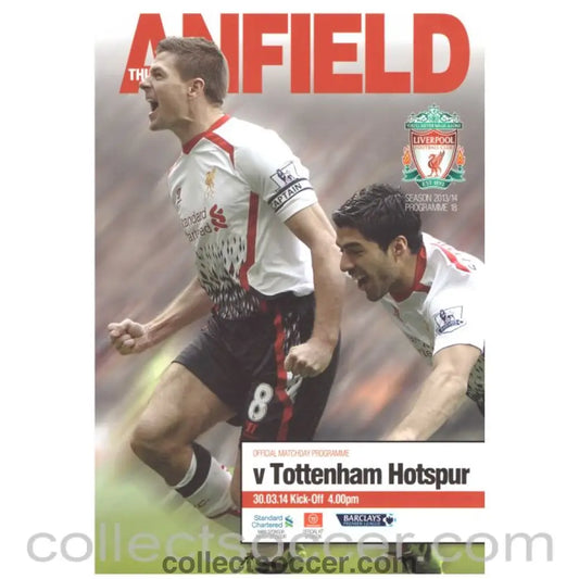 2013 - 2014 Liverpool v Tottenham Hotspur Football Programme - Collect Soccer
